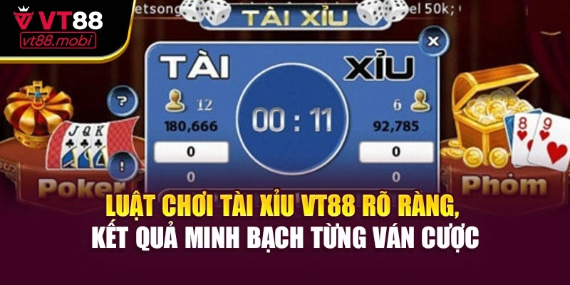 Luật chơi tài xỉu VT88 rõ ràng, kết quả minh bạch từng ván cược